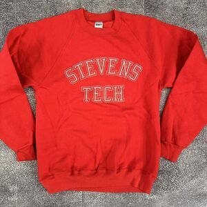 Men's Vintage 80's Stevens Tech Raglan Cut Red Gray Crewneck Sweatshirt Sz M EUC
